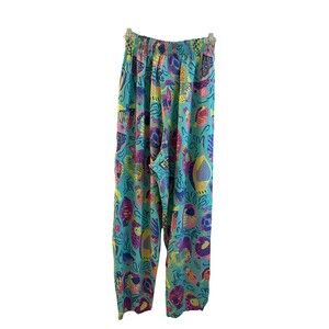 NWOT Vtg Ken Done Womens Art to Wear Pants Tropical Fish Shell MC hammer 90s M